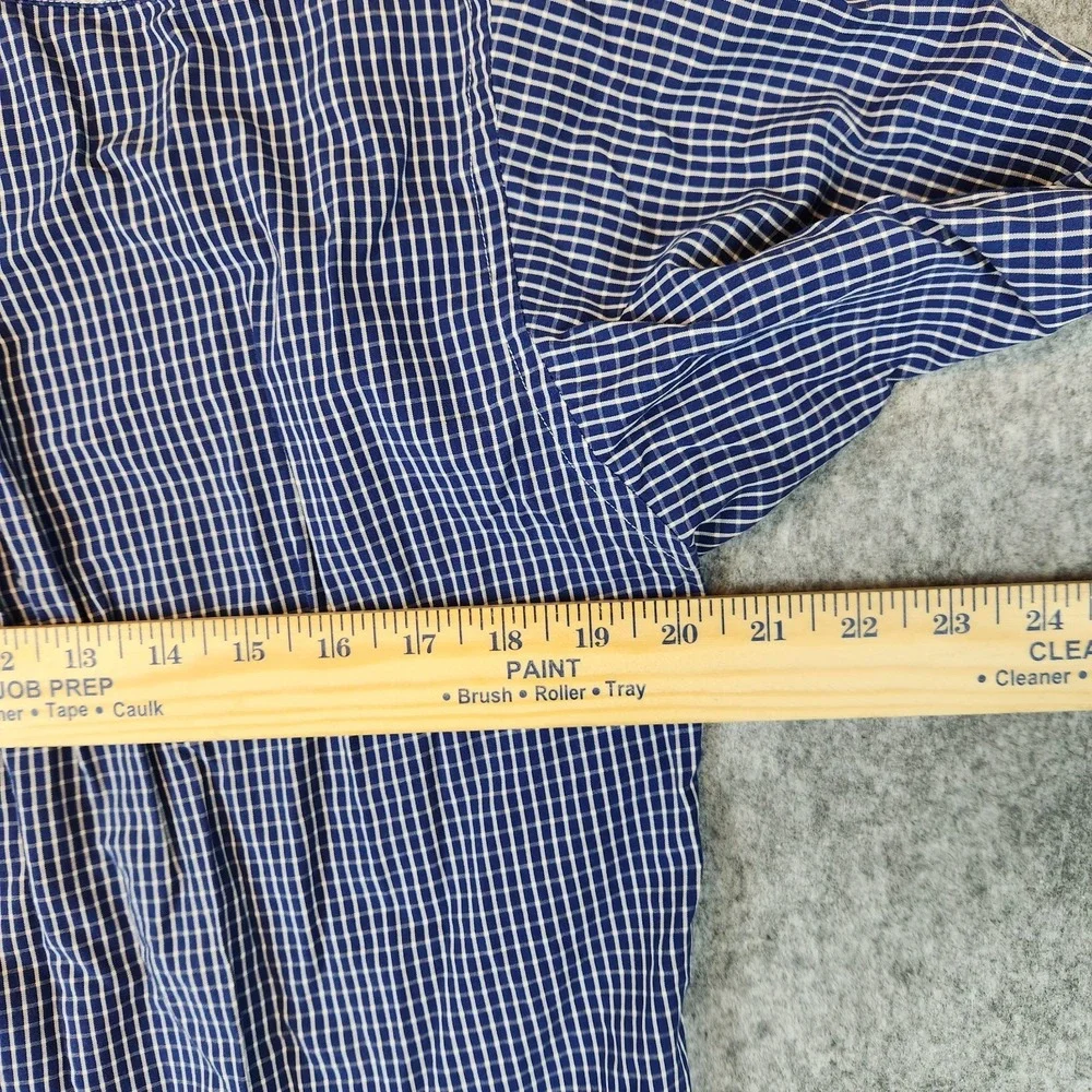Willis & Geiger Outfitters Shirt Mens Blue Graph Check Plaid Causal Pocket READ